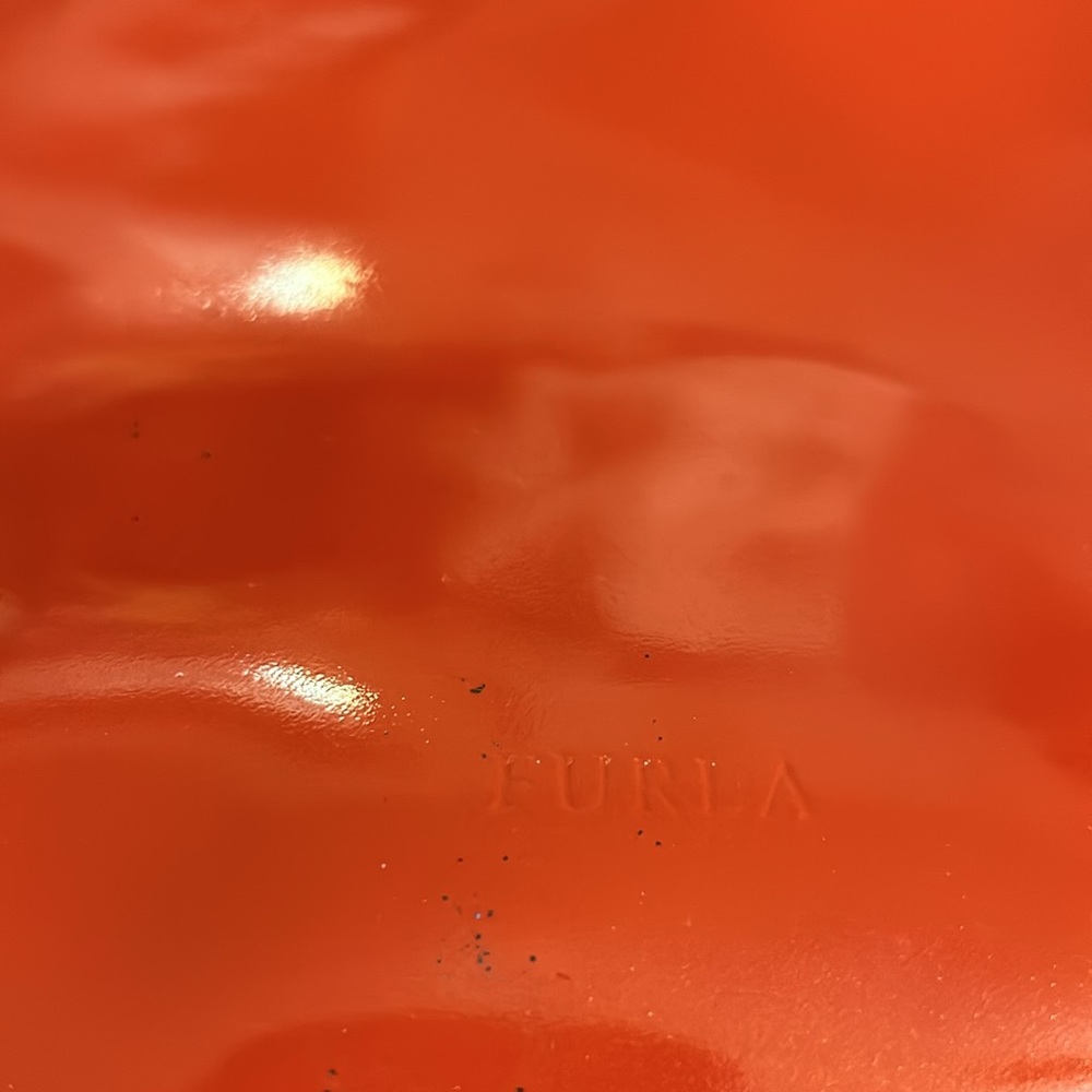 Furla Red Patent Leather Structured Divide It Tote Bag Silver Logo Charm - Picture 15 of 16